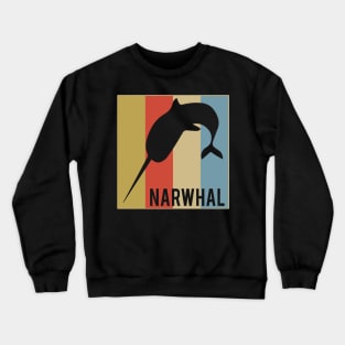 Cute Narwhal Retro Vintage Horned Beluga Whale Crewneck Sweatshirt